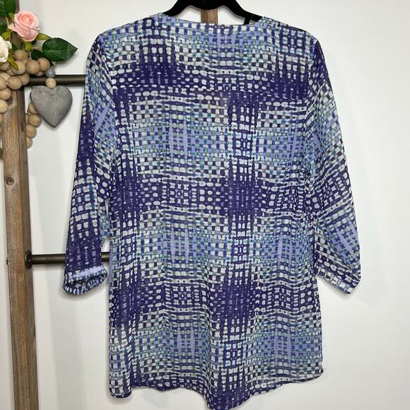 Ariat 3/4 Sleeve Semi Sheer Purple Dyna Tunic Size Medium - Picture 4 of 6